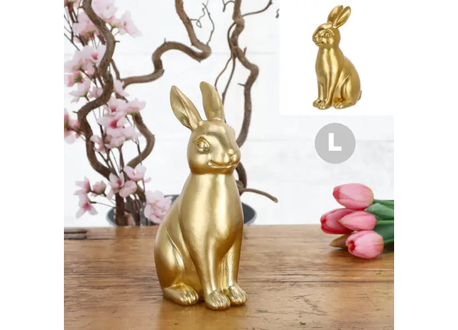 Großer Goldener Hase, Polyresin, 22cm Hoch, Dekorative Hasenfigur TK Gruppe® Grosshandel 