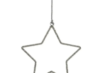 Großer Hängestern aus Silber-Glasperlen, Durchmesser 20cm TK Gruppe® Grosshandel 