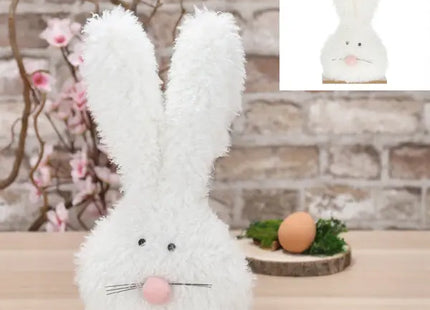 Großer Hase Skulptur auf Holzsockel, ca. 31cm Hoch - Stilvolle Raumdeko TK Gruppe® Grosshandel 