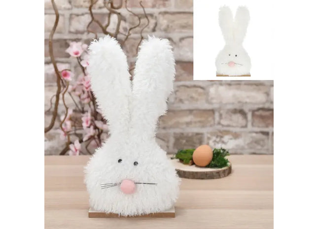 Großer Hase Skulptur auf Holzsockel, ca. 31cm Hoch - Stilvolle Raumdeko TK Gruppe® Grosshandel 