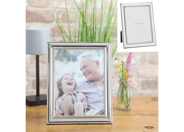 Großer Hochglanz Bilderrahmen, Silber, Ca. 19x24 cm - Eleganter Fotohalter TK Gruppe® Grosshandel 