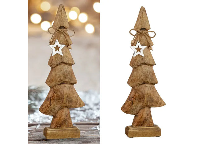 Großer Holz-Tannenbaum auf Standfuß, Festliche Deko, 39cm Hoch TK Gruppe® Grosshandel 
