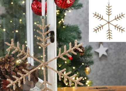 Großer Jute-Hänger in Schneeflockenform, 20 cm Durchmesser – Ideal für Weihnachtsdeko TK Gruppe® Grosshandel 