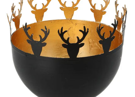 Großer Kerzenhalter Hirschkopf in Schwarzgold, Durchmesser ca. 18cm - Edle Dekoration TK Gruppe® Grosshandel 