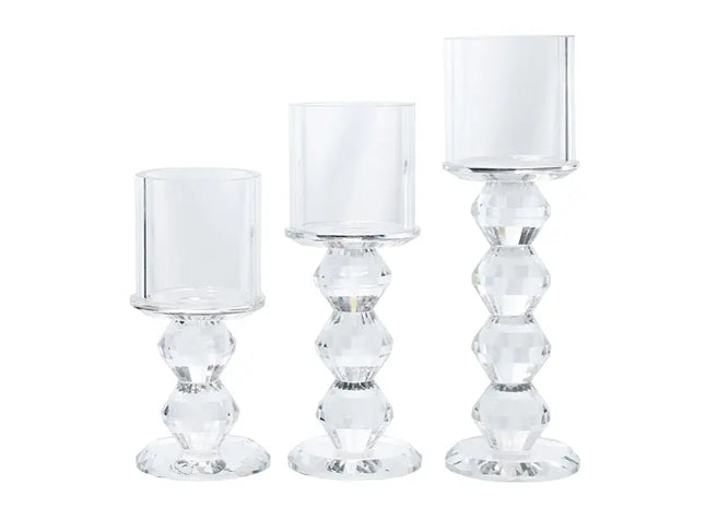 Großer Kristall Teelichtleuchter, Elegantes Glasdesign, 22cm Hoch, Luxuriöse Raumdekoration TK Gruppe® Grosshandel 