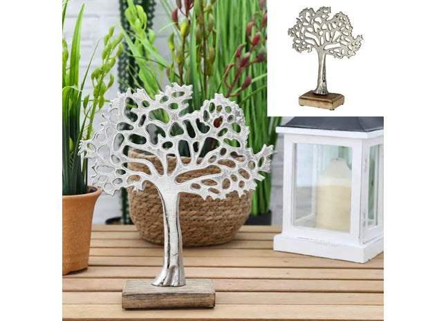 Großer Lebensbaum auf Standfuß, Silber, ca. 30 cm Höhe – Elegante Dekoration TK Gruppe® Grosshandel 