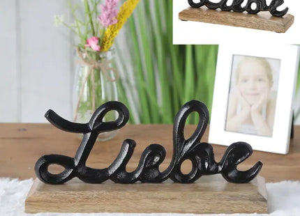 Großer Liebe Schriftzug auf Standfuß, Dekorativer Wohnaccessoire, ca. 21cm hoch TK Gruppe® Grosshandel 