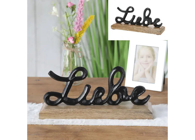 Großer Liebe Schriftzug auf Standfuß, Dekorativer Wohnaccessoire, ca. 21cm hoch TK Gruppe® Grosshandel 