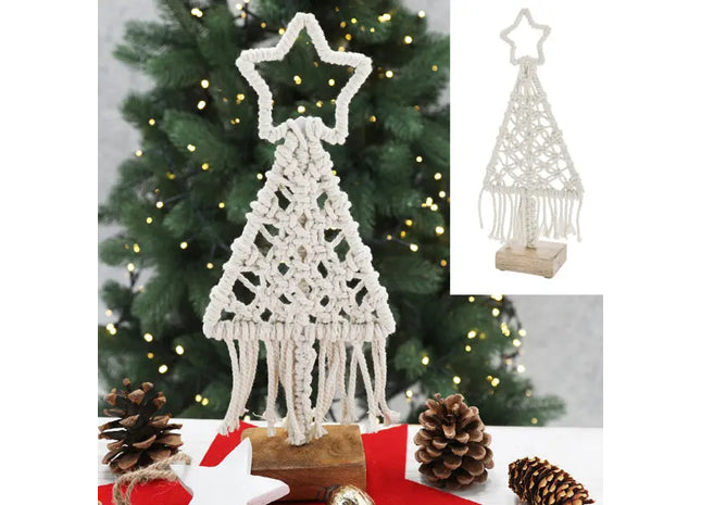 Großer Makramee-Baum auf Standfuß, Höhe 35cm - Stilvolle Raumdekoration TK Gruppe® Grosshandel 