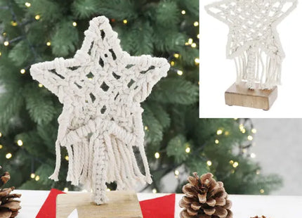 Großer Makramee-Stern auf Standfuß, Höhe 26cm - Elegante Deko für Zuhause TK Gruppe® Grosshandel 