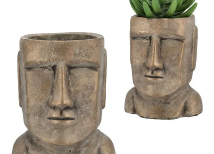 Großer Pflanztopf Moai-Kopf in Gold, Dekorativ, 21 cm Höhe TK Gruppe® Grosshandel 