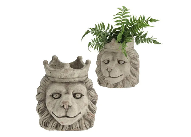 Großer Pflanztopf mit Löwenkopf und Krone, Höhe 21cm TK Gruppe® Grosshandel 