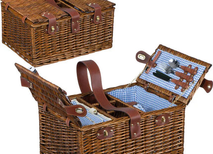 Großer Picknickkorb für 4 Personen in Braun - Familienfreundlich & Stilvoll TK Gruppe® Grosshandel 