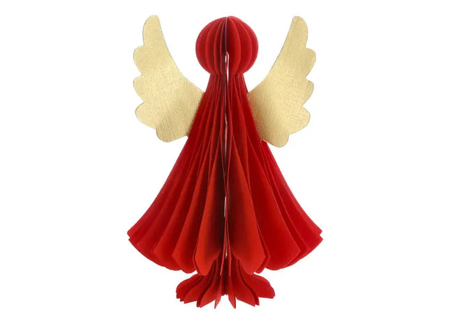 Großer Roter Honeycomb Engel zum Hängen - 25cm Hoch Dekofigur TK Gruppe® Grosshandel 