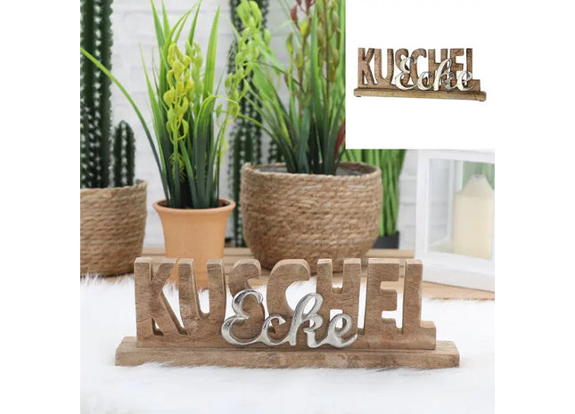 Großer Schriftzug 'Kuschelecke' auf Sockel - Dekoratives Element, 38cm TK Gruppe® Grosshandel 