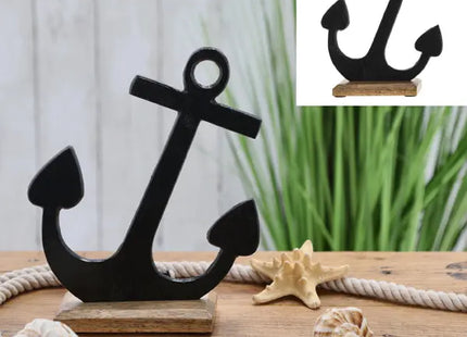 Großer Schwarzer Anker auf Ständer, Modernes Nautik-Deko, 23 cm Hoch TK Gruppe® Grosshandel 