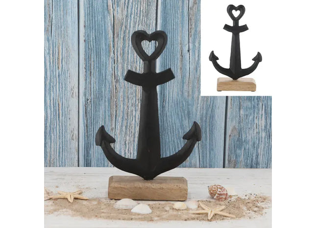 Großer Schwarzer Anker aus Aluminium, Mango-Stil, Höhe ca. 27 cm – Maritime Deko TK Gruppe® Grosshandel 
