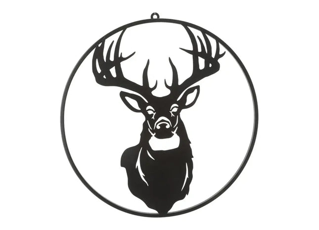 Großer Schwarzer Wandhänger Hirschkopf, Rund, 52 cm Durchmesser – Deko TK Gruppe® Grosshandel 
