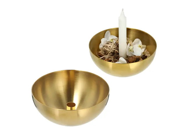 Großer Stabkerzenhalter Schale in Gold, ca. 20 cm Durchmesser - Elegantes Design TK Gruppe® Grosshandel 