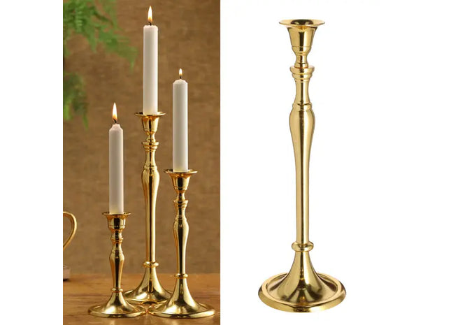 Großer Stabkerzenhalter in Gold - Elegantes Deko-Element, ca. 33cm Höhe TK Gruppe® Grosshandel 