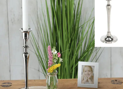 Großer Stabkerzenhalter in Silber, Ca. 27cm Hoch - Elegantes Deko-Element! TK Gruppe® Grosshandel 