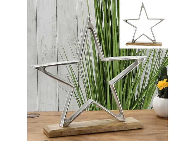 Großer Stern auf Fuß in Silber, Ca. 51cm Durchmesser - Auffälliges Dekoratives Herzstück! TK Gruppe® Grosshandel 