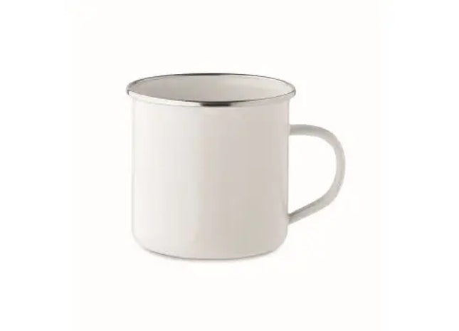 Großer Subli Emaille-Becher 500 ml PLATEADO L - weiß Stilvoller Campingbecher für Outdoor-Abenteuer TK Gruppe® Grosshandel 