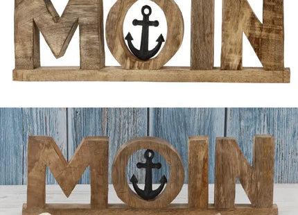 Großer Wand-Schriftzug 'MOIN', Mango-Farbe, Breite ca. 50 cm – Dekorativ TK Gruppe® Grosshandel 