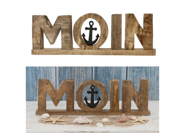 Großer Wand-Schriftzug 'MOIN', Mango-Farbe, Breite ca. 50 cm – Dekorativ TK Gruppe® Grosshandel 