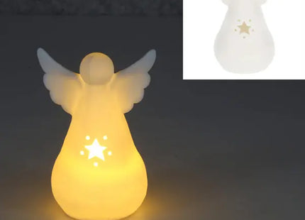 Großer Weißer LED-Engel Leuchte, Bauchige Form, ca. 15cm Höhe TK Gruppe® Grosshandel 