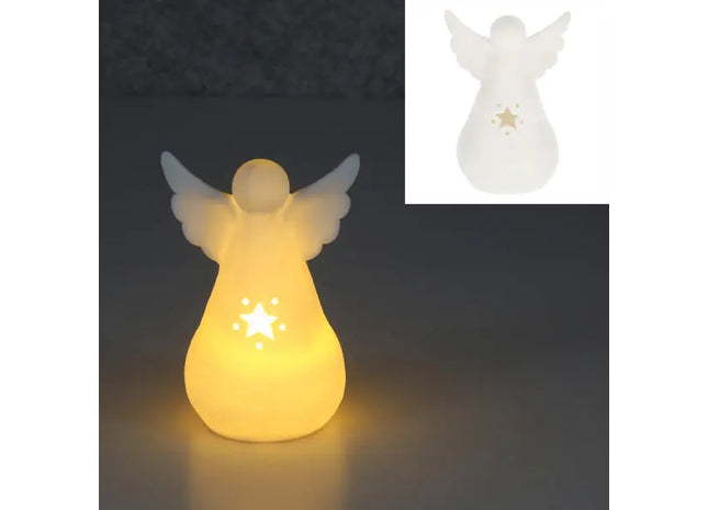 Großer Weißer LED-Engel Leuchte, Bauchige Form, ca. 15cm Höhe TK Gruppe® Grosshandel 