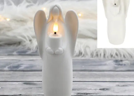 Großer Weißer LED-Engel, ca. 18cmH - Beleuchtete Dekoration für Festliche Akzente TK Gruppe® Grosshandel 
