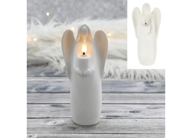 Großer Weißer LED-Engel, ca. 18cmH - Beleuchtete Dekoration für Festliche Akzente TK Gruppe® Grosshandel 