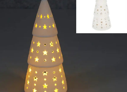 Großer Weißer LED Tannenbaum, Festliche Beleuchtung, ca. 20cm Höhe TK Gruppe® Grosshandel 