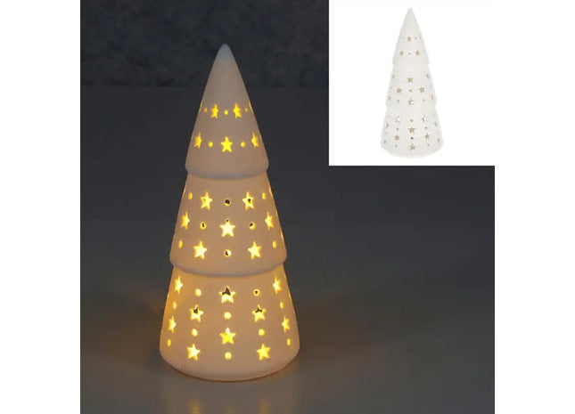 Großer Weißer LED Tannenbaum, Festliche Beleuchtung, ca. 20cm Höhe TK Gruppe® Grosshandel 