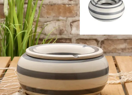 Großer Windfester Aschenbecher, 23 cm - Robust in Grau-Weiß TK Gruppe® Grosshandel 