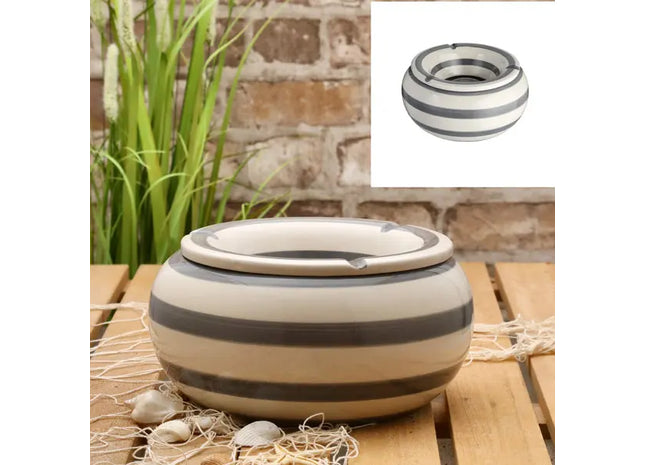 Großer Windfester Aschenbecher, 23 cm - Robust in Grau-Weiß TK Gruppe® Grosshandel 