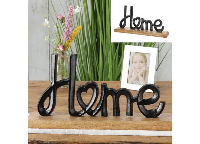 Großer 'Home' Schriftzug auf Ständer, Dekoratives Wohnaccessoire, 30 cm Breit TK Gruppe® Grosshandel 