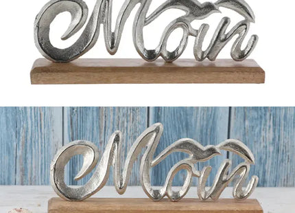 Großer 'Moin' Schriftzug mit Möwe, Silber auf Standfuß, Breite ca. 33 cm – Küstendekor TK Gruppe® Grosshandel 