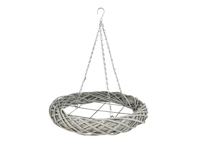 Großer grauer Weidenkranz zum Hängen oder Stellen, ca. 45cm Durchmesser - Rustikaler Dekor TK Gruppe® Grosshandel 