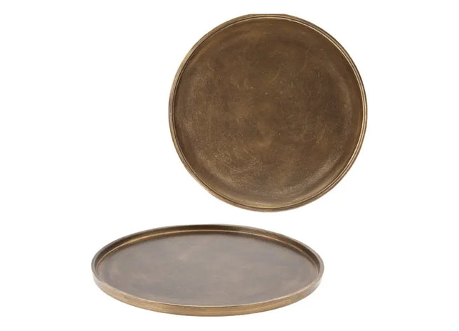 Großes Deko-Tablett in Gold, Durchmesser ca. 39cm - Elegantes Wohnaccessoire TK Gruppe® Grosshandel 