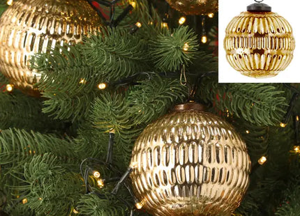 Großes Goldenes Christbaumkugel Ornament - Ca. 10cm Durchmesser, Festliche Weihnachtsdekoration TK Gruppe® Grosshandel 