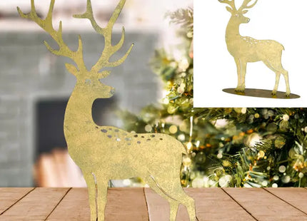 Großes Goldfarbenes Rentier, Stehend, 42x56 cm – Festliche Dekofigur TK Gruppe® Grosshandel 