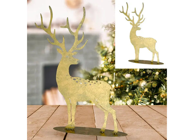 Großes Goldfarbenes Rentier, Stehend, 42x56 cm – Festliche Dekofigur TK Gruppe® Grosshandel 