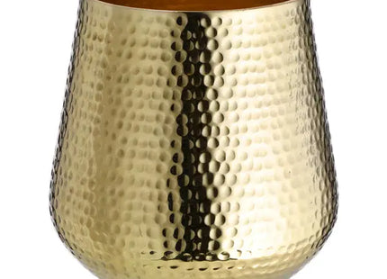 Großes Goldfarbenes Windlicht mit Gehämmerter Oberfläche, ca. 17 cm Höhe TK Gruppe® Grosshandel 