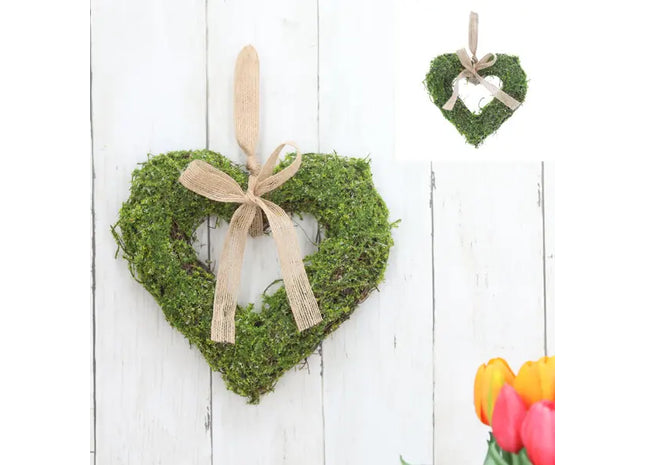 Großes Hängeherz aus Moos, 31cm - Natürliche Wanddekoration TK Gruppe® Grosshandel 