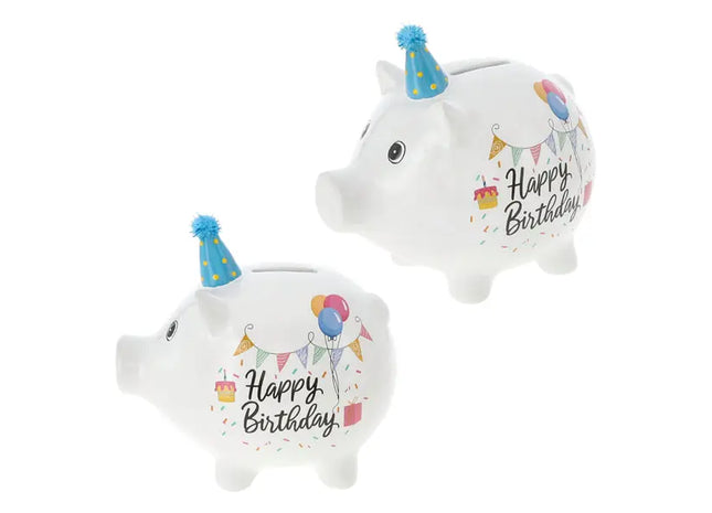 Großes Happy Birthday Sparschwein, ca. 17x16 cm – Geschenk zum Geldsparen TK Gruppe® Grosshandel 