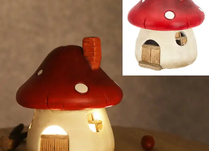 Großes LED Pilzhaus – Dekoratives Leuchtendes Feenhaus, ca. 12x16cm, Verzauberte Wohnaccessoires TK Gruppe® Grosshandel 