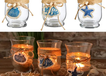 Großes Maritimes Windlicht-Set, 3 Stück, 15cm - Stilvolle Küstendeko TK Gruppe® Grosshandel 