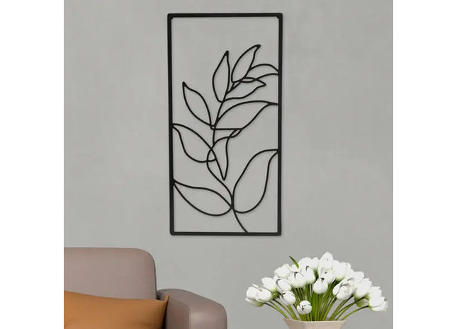 Großes Metallbild mit Blattmotiven, Wanddekoration, ca. 30x60 cm TK Gruppe® Grosshandel 